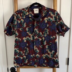 Katin Men's Burgundy and Purple Floral Button Down Shirt